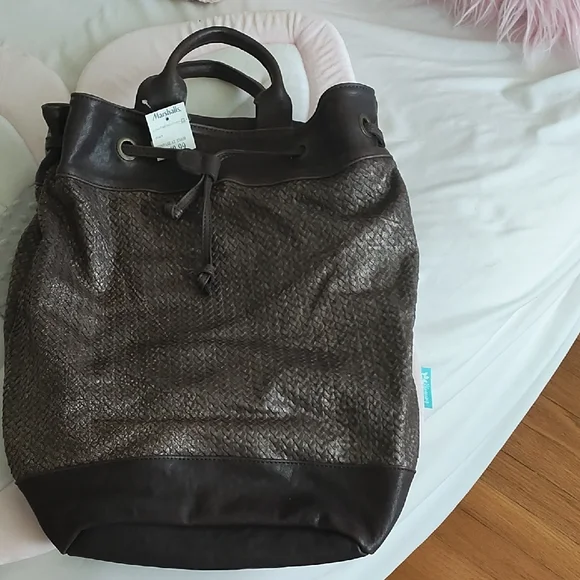 Dark Brown Woven Tote Bag - Picture 1 of 8